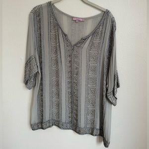 Calypso St. Barth, size Small, Sheer gray top with beaded detail
